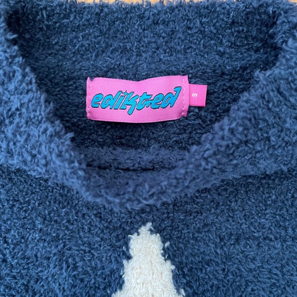 EUC Edikted Mega Star cropped long sleeve Blue Sweater Size Small - Picture 4 of 7